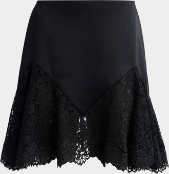 Stella McCartney Lace-Trim Satin Mini Skirt