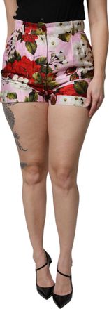 Dolce & Gabbana Pink Floral Print High Waist Hotpants Womens Short