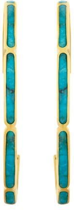 Jan Leslie Inside Out Hoop Earring Set In Sterling With 18K Gold Overlay in Turquoise at Nordstrom