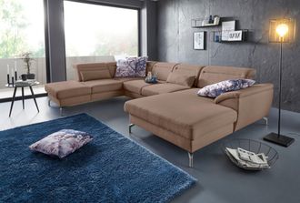 Sit&more Wohnlandschaft »Percy U-Form« 15 cm Fusshöhe, Sitztiefenverstellung, wahlweise in 2 Fussfarben