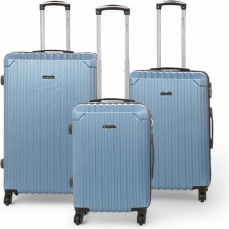 Infinity Leather Harde koffer met 8 wielen, blauw ABS, reiskoffer