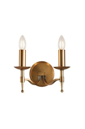 Netlighting Stanford 2 Light Indoor Twin Candle Wall Light Antique Brass E14 in Gold