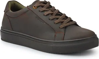 Jones Bootmaker Mens Harlow Cushioned Leather Trainers - Brown - Size UK 6