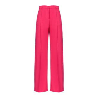 Pinko Wide Trousers, female, Pink, XS, Wide-Leg Fluid Crêpe Trousers