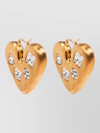Jacquemus crystal embellished heart drop earrings