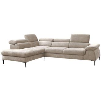 Vente-Unique Pascal Morabito - Grande divano letto in Velluto Beige - Angolo a sinistra - sepina di