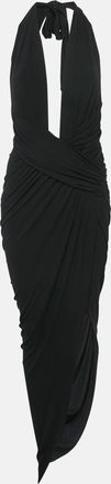 Alexandre Vauthier Black Jersey Asymmetric Halter Neck Draped Dress