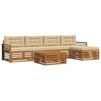 vidaXL Conjunto De Sof&aacute;s De Exterior Con Coj&iacute;n 6 Pcs Natural Y Beige Vidaxl