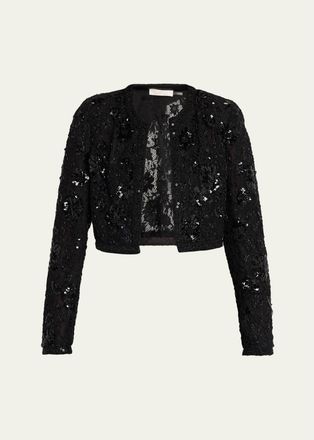 LoveShackFancy Eloweth Sequined Cropped Jacket
