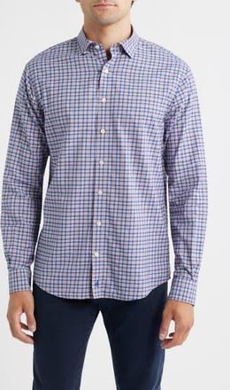 Johnnie-O Mayes Plaid Nylon Blend Button-Down Shirt in Malibu Red at Nordstrom Rack, Size Small