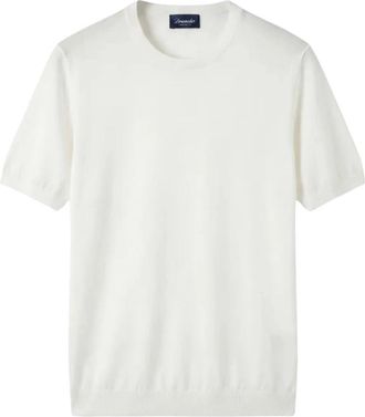 Drumohr T-Shirt MM Rasato - Heren - Ronde hals truien - Wit - M - Katoen - Truien & Vesten
