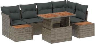 vidaXL Garden Sofa Set with Storage 10 pcs Grey Poly rattan vidaXL