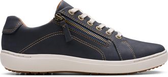 Clarks Nalle Lace Nubuck Trainers in Wide Fit, Blue, 8 UK Wide