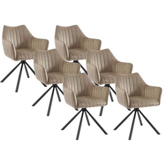 Vente-Unique Sedia con braccioli in Velluto e Metallo Beige - Lotto di 6 - IZIALI DI PASCAL MORABITO