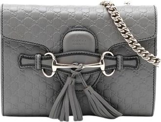 Gucci Pre-owned Cross Body Bags, female, Gray, Size: ONE SIZE Pre-owned Leather Crossbody Bag