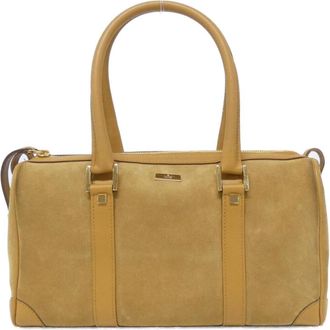 Gucci Beige Brown Suede Boston Bag (Pre-Owned)