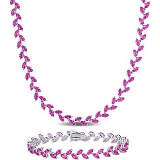 Delmar Lab Grown Pink Sapphire Bracelet & Necklace Set at Nordstrom Rack