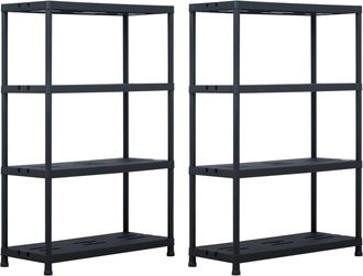 vidaXL Estanter&iacute;a De Pl&aacute;stico 2 Unidades 220 Kg 90x40x138 Cm Negro Vidaxl