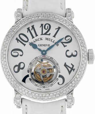 Franck Muller Round Tourbillon Hand Wind Diamond White Dial Mens Watch 7008 T D OG WHI