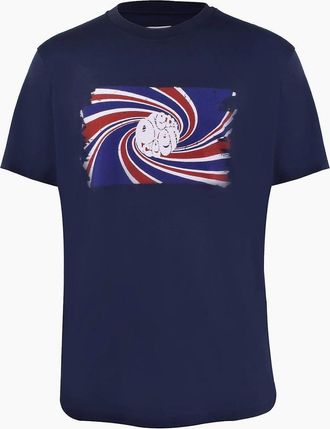 Pretty Green Mens Icon Swirl Crew Neck Regular Fit T-Shirt - Navy - Size: 38