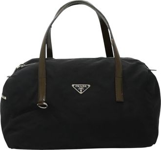 Prada Boston Black Synthetic Handbag (Pre-Owned)