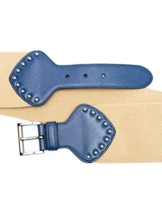 Prada Prada Saffiano leren riem beige blauw