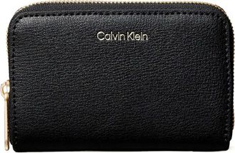Calvin Klein Foil Logo Medium Zip Around - Dames - Portefeuilles - Zwart - ONE Size - Accessoires