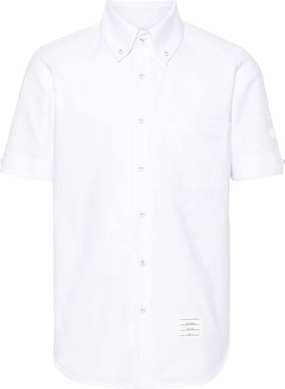 Thom Browne logo-patch cotton shirt - men - Cotton/Polyester - 0 - White