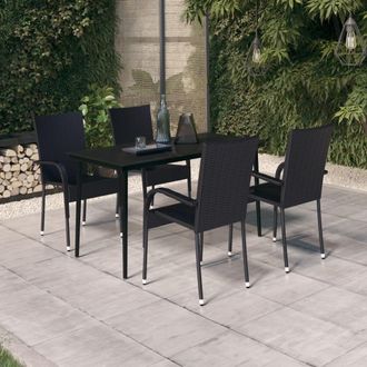 Berkfield Home 5 Piece Garden Dining Set Black