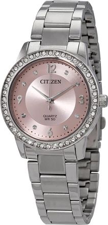 Citizen Quartz Crystal Pink Dial Ladies Watch EL3090-81X