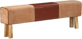 vidaXL Banco Potro Gimnasio Cuero Y Madera Acacia Maciza Marr&oacute;n 160 Cm Vidaxl