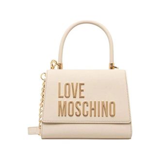 Love Moschino Handbags, female, Beige, Size: ONE SIZE Polyethylene Handbag with Woven Detailing