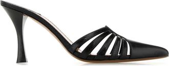 PARIS TEXAS Womens Black Leather Nadia Mules - Size EU 40