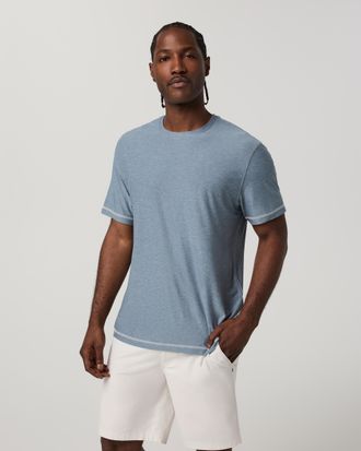 Vuori Clothing Short Sleeve Strato Tech T-Shirt - Contrast | Waterfall Heather | Medium