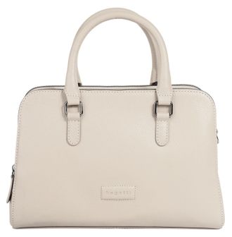 Bugatti Henkeltasche BUGATTI ELSA, Damen, Gr. B/H/T: 32cm x 22cm x 13cm onesize, weiss (wei&szlig;), Leder, leicht gl&auml;nzend, unifarben, Taschen Henkeltasche, echt L