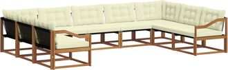 vidaXL Conjunto De Sof&aacute;s De Exterior 9 Uds. Natural Y Crema Vidaxl