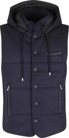 Gran Sasso Gilet Flanella con Cappuccio - - Jackets - Uomo - Blu - L