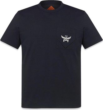 MCM Mcm, Tops, Heren, Blauw, S, Katoen, T-shirt Essential gemaakt van biologisch katoen met logo op borstzak