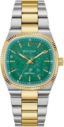 Bulova Super Seville Jade Quartz Green Dial Mens Watch 98A336