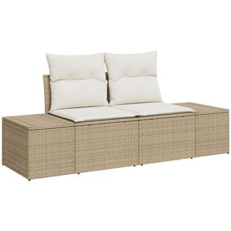 vidaXL Sof&aacute; De Jard&iacute;n Con Coj&iacute;n Beige 123 X 62 X 69cm Rat&aacute;n Sint&eacute;tico Vidaxl