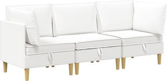vidaXL Juego De Sof&aacute; Modular Con Almacenamiento 3 Uds. Blanco Tela Vidaxl