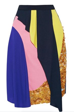 Peter Pilotto Patchwork Draped Silk Skirt Size S