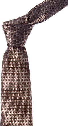 Canali Brown Squares Silk Tie