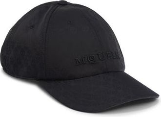Alexander McQueen Skull Jacquard Adjustable Baseball Cap in Black at Nordstrom, Size X-Large