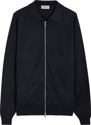 John Smedley Alston Wool Overshirt Jacket - Navy - Xxl