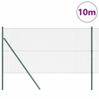 Berkfield Home Full Welded Wire Fence with 7 Posts Green 1.4x10 m Steel