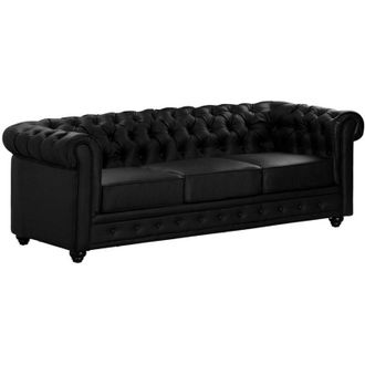 Vente-Unique Vente-unique - Divano chesterfield 3 posti in similpelle Nero