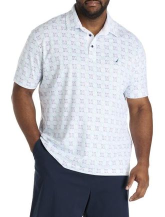 Nautica Big & Tall Geometric Print Performance Polo Shirt in Bright White at Nordstrom, Size Xx-Large