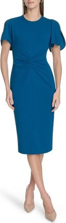 Calvin Klein Ruched Front Sheath Dress in Cypress at Nordstrom Rack, Size 10