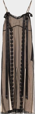 Simone Rocha Layered Ribbon Slits Ankle Slip Dress